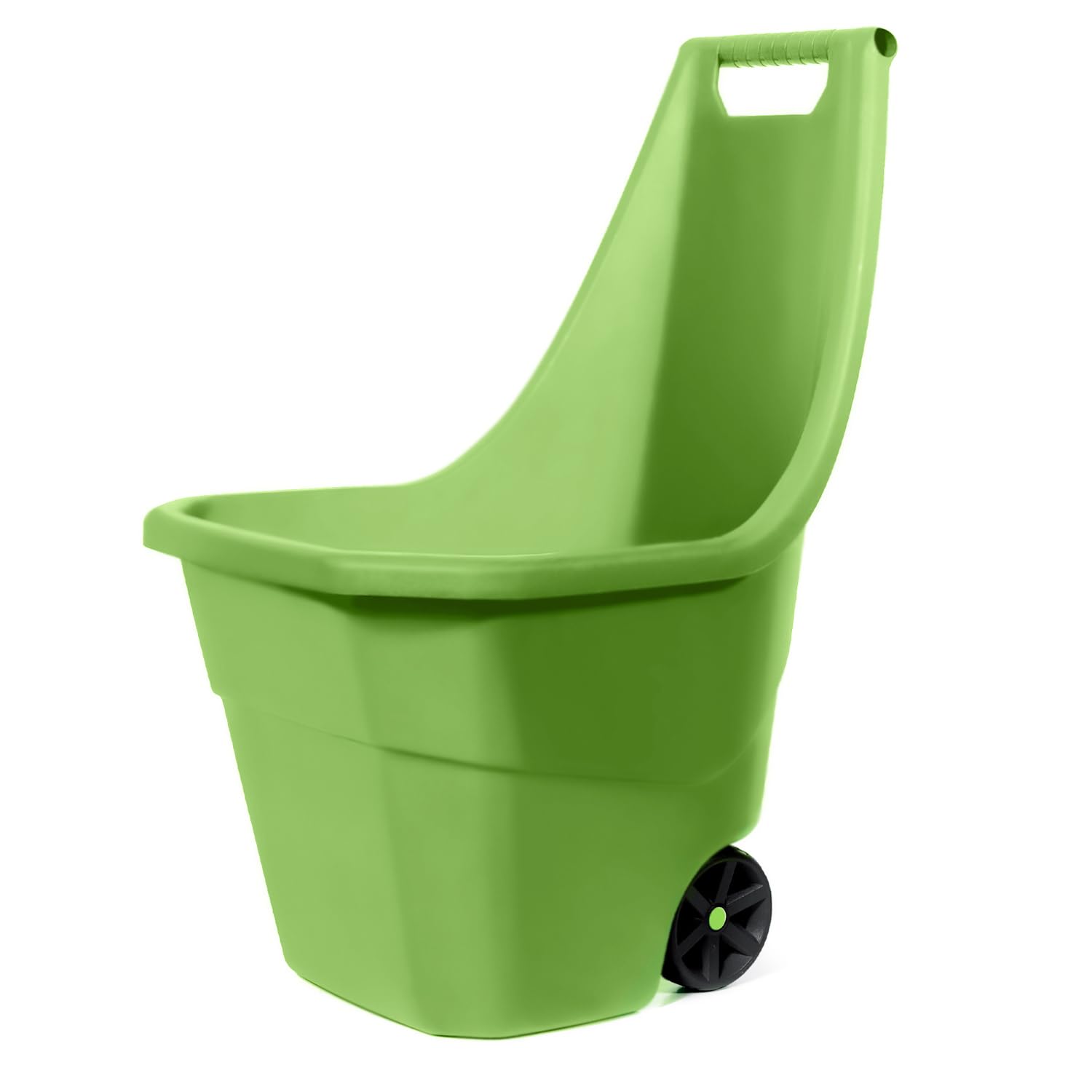 Carretilla de jardín Load&Go | Capacidad 55 litros | 50 x 61 x 84 cm | de plástico | Verde | Dos ruedas reforzadas de goma | para transporte de materiales y trabajos de mantenimiento | Estructura