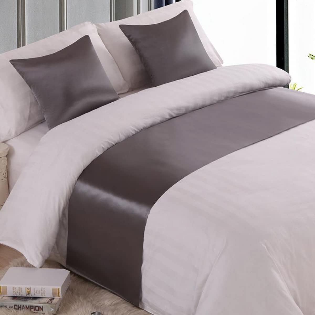 HSTANGKY Bed Runner Scarf Hotel Bed Towel Quality Bed Cover Protector Modern Simple Solid Color Bed Throws for Foot of Bed Bedding Decoration for Twin Queen King Size Bed-Dark grey||Twin