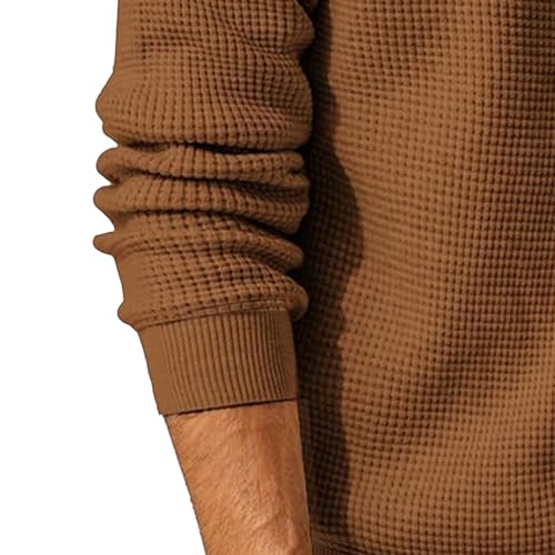 Men's Casual Waffle Pullover Knitted Sweaters Solid Round Neck Sweater Top Classic Long Sleeve Pullover Tops4