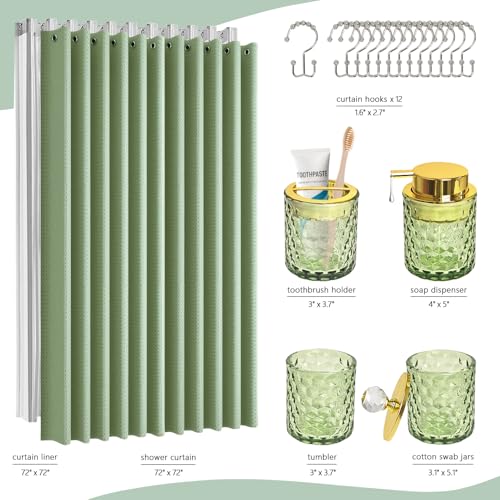Ensemble d'accessoires de salle de bain vert olive 5 pièces complet - 3