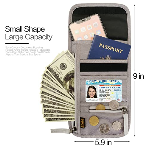 Image of Neck Wallet Lightweight RFID Blocking Waterproof Travel Pouch Passport Wallets for Women Men
