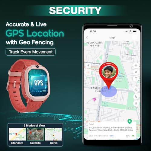 Image of sekyo 4G Smart Watch for Kids | AI Learning Coach, Whatsapp, Video Calling, GPS Tracker, Health Monitoring, Habit Coach| Edu-Games, Step Count (Red, Neo Ai)
