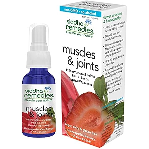 Siddha Remedies Muscles & Joints Spray for Sore Muscles, Joint Inflammation, Back Pain Knee Pain | 100% Natural Homeopathic Remedy with Cell Salts and Flower Essences | No Alcohol No Sugar Cover