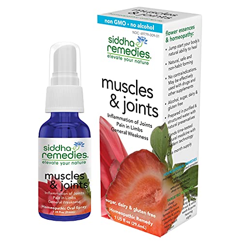 Siddha Remedies Muscles & Joints Spray for Sore Muscles, Joint Inflammation, Back Pain Knee Pain | 100% Natural Homeopathic Remedy with Cell Salts and Flower Essences | No Alcohol No Sugar