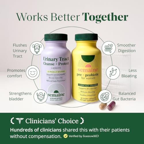Image of Semaine Urinary Tract & Gut Bundle for Women, Bladder Comfort + Gut Health Support, Clinically-Studied Ingredients (90 ct)