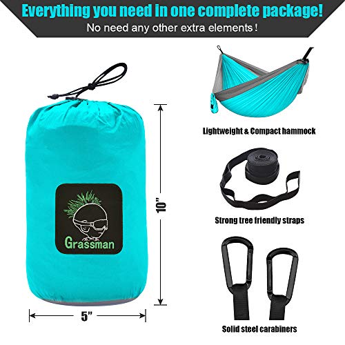 Camping Hammock Double & Single Portable Hammock With Tree Straps, Lightweight Nylon Parachute Hammocks Camping Accessories Gear For Indoor Outdoor Backpacking, Travel, Hiking, Beach #TOP4