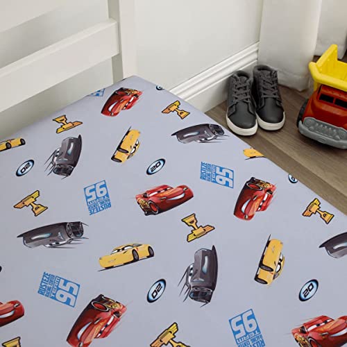 Disney Cars Fitted Crib Sheet 100% Soft Breathable Microfiber, Baby Sheet, Fits Standard Size Crib Mattress 28In X 52In, Gray #TOP2