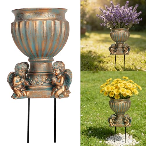 Pot de fleurs rétro en résine pour balcon et cour | Ø 30cm - 3