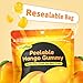 Peelable Mango Gummy Candy - Natural Juicy Flavor, Low Sugar Low Calorie - Individual Wrapped Resealable (3 Pack, 3.17oz, Mango)