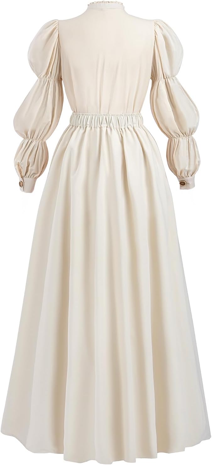 FCCAM Victorian Dress for Women 2-Pieces 1800s Edwardian Dress Ball Gown Renaissance Costume - Image 2