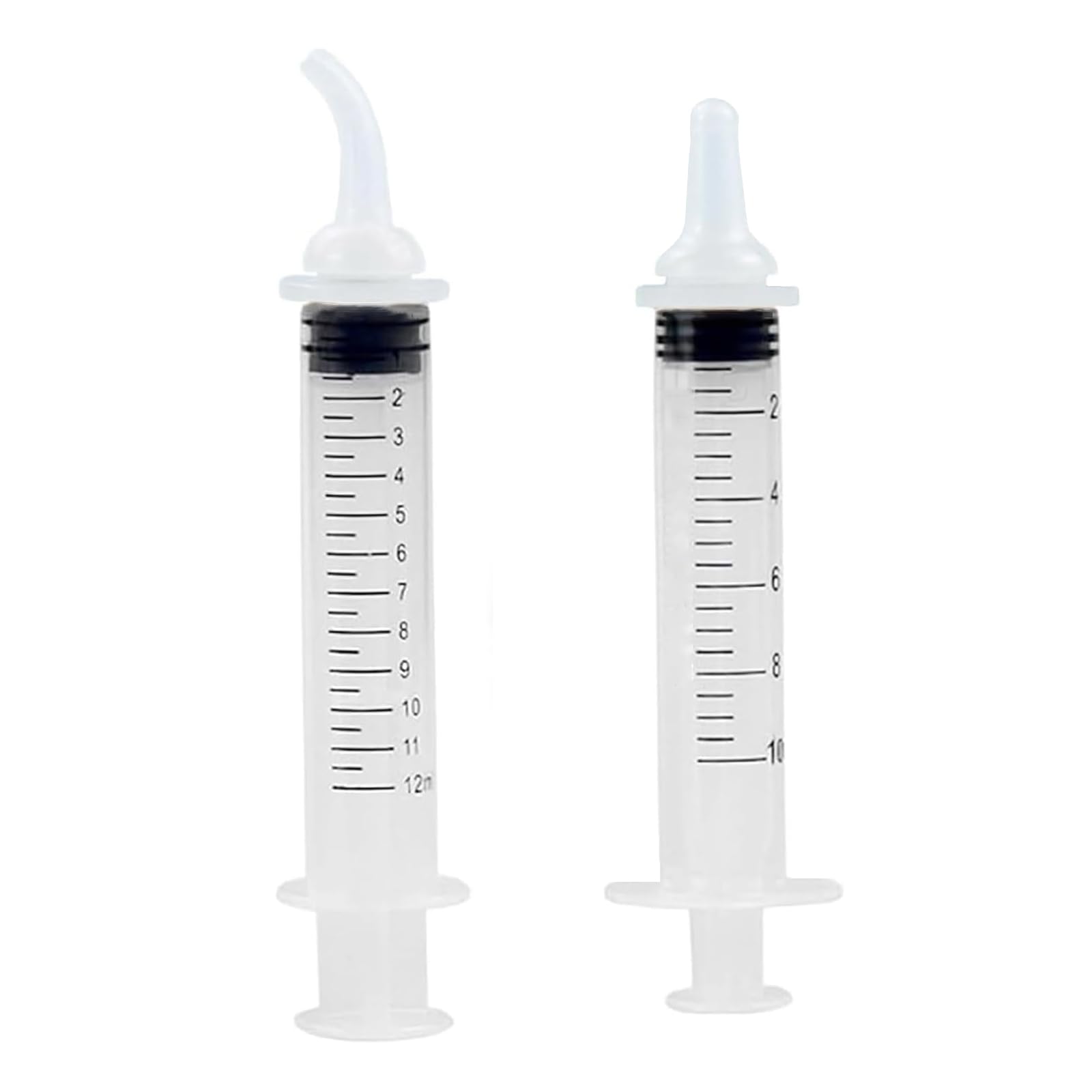 TOAURDA ペット 授乳 シリンジ 針なし ペット用哺乳瓶【10ml 12ml】2本セットおしゃぶり ペット給水 給食 介護 子猫 子犬 流動食注入器 給水器 投薬器 目盛り付き 再利用可能 プラスチック詰め替え用具 (白)