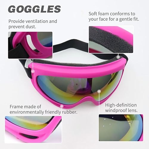 Ukontagood 5 Pcs Motorcycle Goggles with 5 Pcs Balaclava Masks, UV Protection Tactical Masks Riding Snowboard Goggles for Adult Men Women Youth