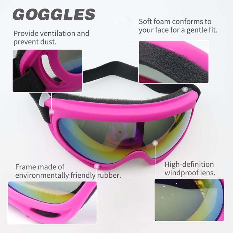 5 szt. gogli motocyklowych z 5 szt. kominiarki, maski taktyczne chroniące przed promieniowaniem UV, gogle do jazdy na snowboardzie, dla dorosłych, mężczyzn, kobiet, młodzieży, 5 szt