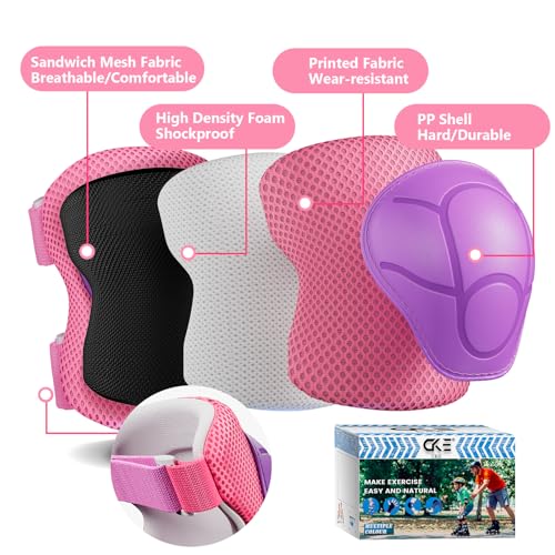 Image of CKE Toddler Knee Pads and Elbow Pads with Wrist Guards for Kids, Size M | 3-in-1 knee pads for kids with wrist guards. Kids knee pads and elbow pads for skating, cycling, rollerblading and scooters