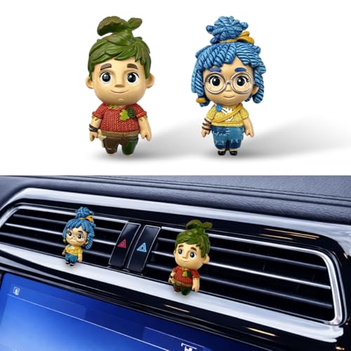 Image of GENANY 3D Resin 2Pcs Cute Craft Doll Car Air Freshener Vent Clip, Hand Painted Handmade Look Figure Set, Couple Gift Automotive Freshener, Cute Car Accessories Gift