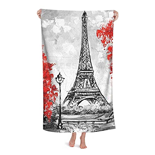 Drap De Plage Paris Serviette Douce sans Sable Camping Serviettes Femme Serviette Microfibre pour Les Voyages, Sport, 80 X 130Cm