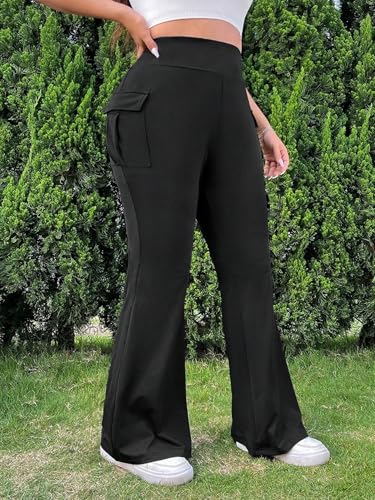 Casual Women's Cargo Pants with Pockets High-Waisted Flared Pants4