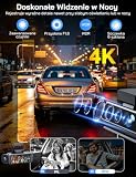 WOLFANG Kamera samochodowa 4K 4-kanałowa z matrycą 3,39" IPS, superwidocznością w nocy, nagrywaniem w pętli, czujnikiem G, szerokim kątem widzenia 170°, ochroną parkingową, sterowaniem przez aplikację