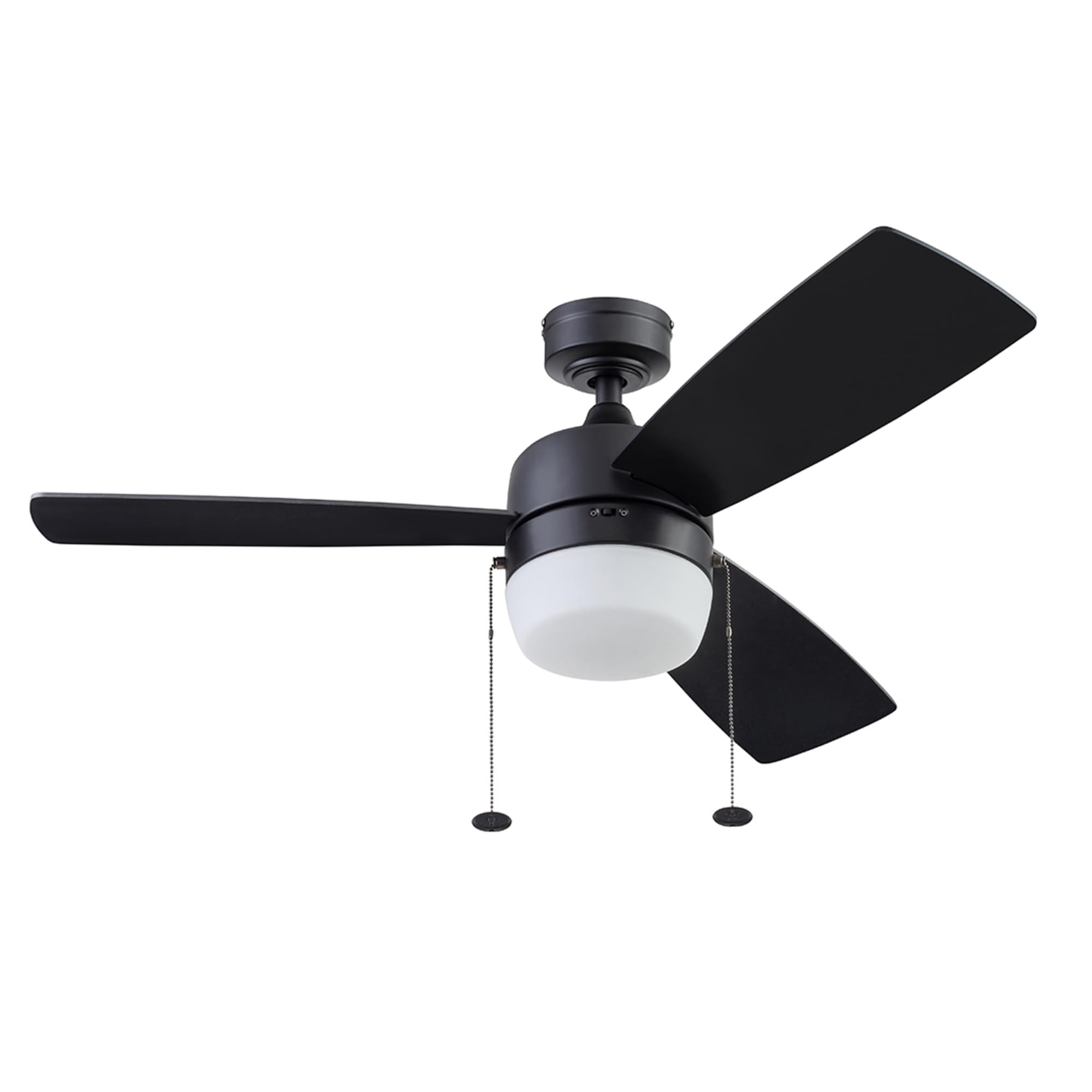 Honeywell Ceiling Fans Barcadero Contemporary 44 Inch Ceiling Fan with Light, Pull Chain, LED Indoor Fan with 3 Blades, Matte Black (51476-01)