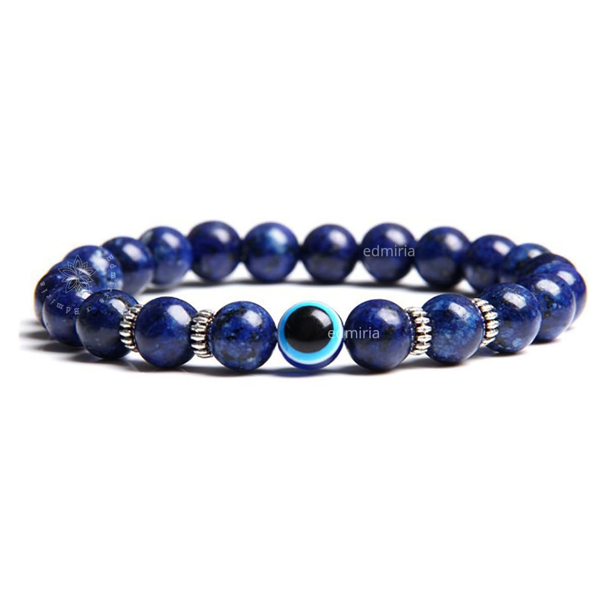 8mm Natural Lapis Lazuli Stretch Bracelet for Women Men Handmade Round Beads Semi Precious Gemstone Beaded Crystal Wealth Prosperity Good Luck Charm Bracelet Unisex