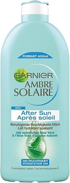 Garnier After Sun Lotion z aloesem, chłodzący balsam do ciała, Ambre Solaire po opalaniu, kojące mleko, 1 x 400 ml