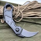 Claw Folding Pocket Knife, Tactical Knife with Sandvik 14C28N Steel Black Blade, TC4 Titanium Black Handle