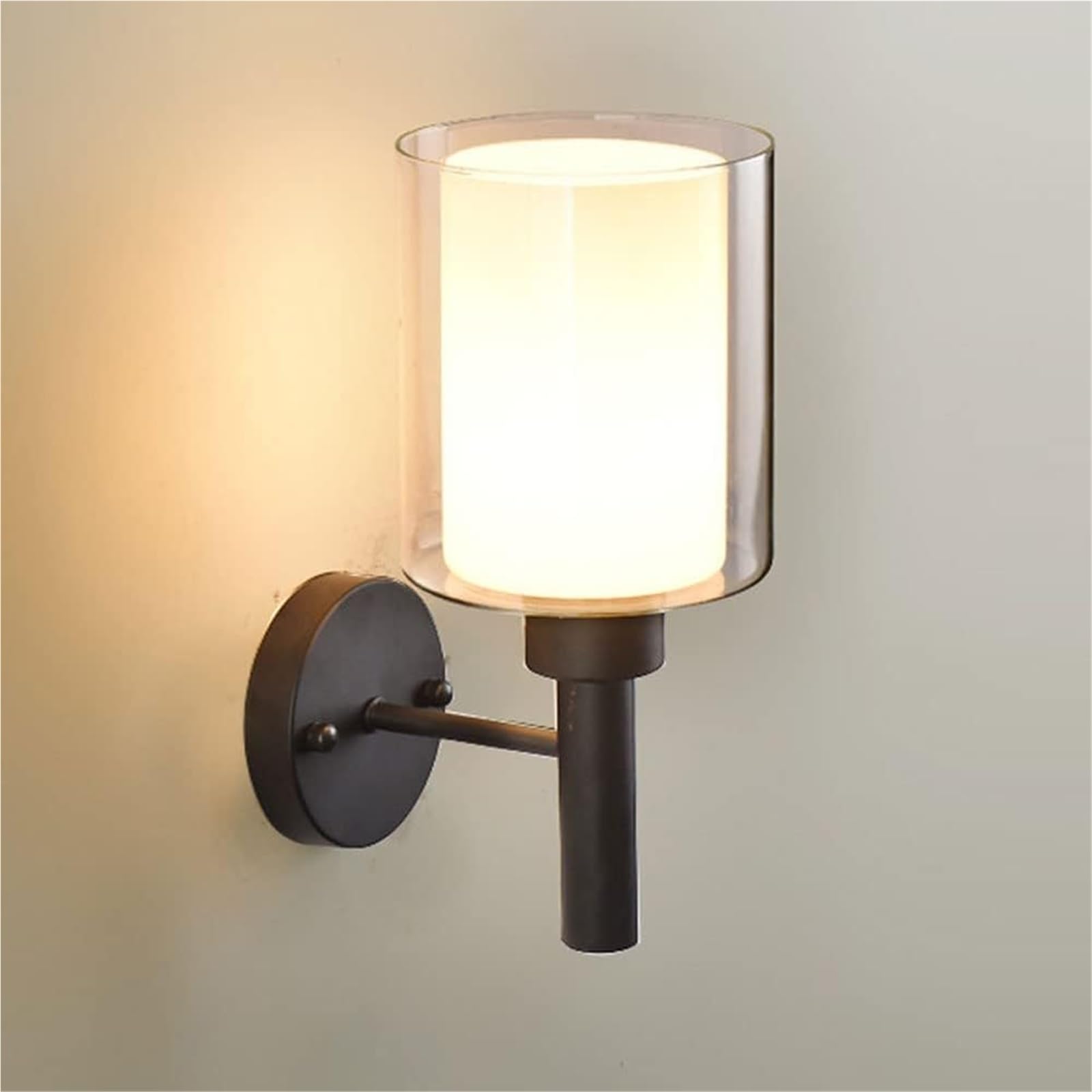 HPTHLY Wall Sconce Light Fixture Indoor Wall Lamp With E27 Socket, Glass Lampshade, Gold Metal Wall Mount Light, Nordic Wall Lighting For Living Room Bedroom Hallway (Black)