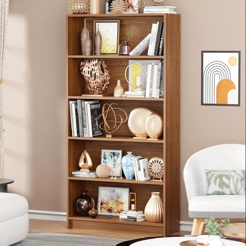 Lukzer Engineered Wood 6 Tier Bookcase Open Bookshelf Storage Cab...