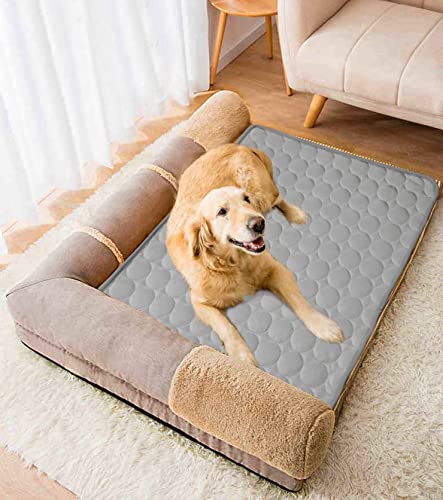 Dogs Self Cooling Mat Pet Chill Cool Pads Blanket Summer Hot Weather Sleeping Kennel Mat,Washable Ice Silk Sleep Mat Pad Non-Toxic Breathable For Large Dogs Cats No Water (Large, Gray) #TOP7