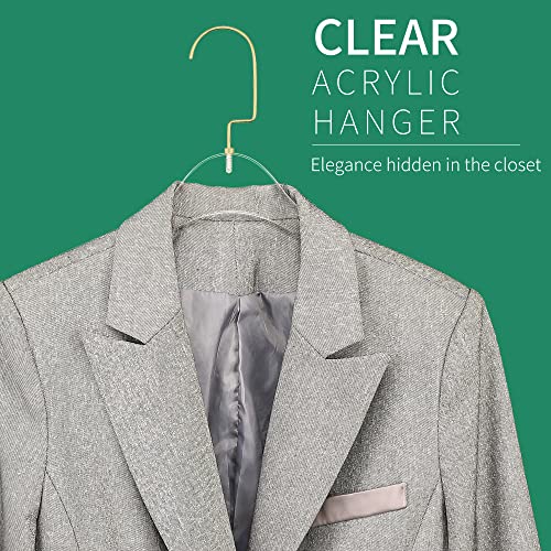 Gold Acrylic Hangers 20 Pack Crystal Clear Clothes Hangers Clothing Standard Hangers With Gold Hooks #TOP1