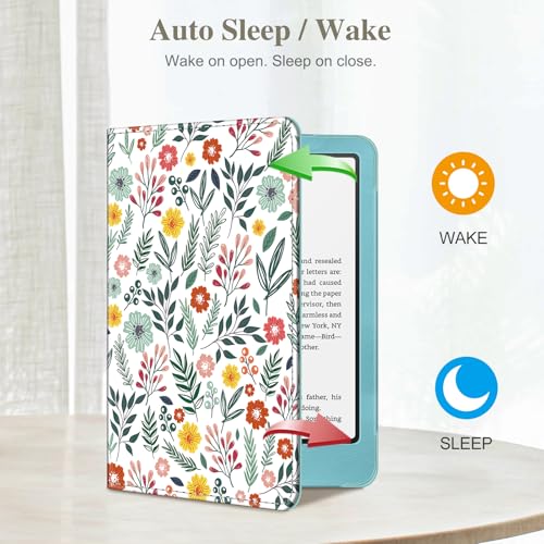 Image of Fintie Case for 7 inch /6.8 inch Kindle Paperwhite(12th /11th Generation-2024 /2021) and Kindle Colorsoft Signature Edition -Slim Foldable Stand Cover Auto Wake /Sleep for Paperwhite 2024, Spring Bloom