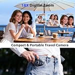 4K Digital Cameras for Photography, Compact Vlogging Camera with Flip Screen, 18X Digital Zoom YouTube Camera, Ideal for Bignners Boys Girls Black