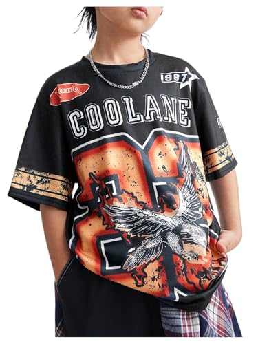 WDIRARA Boy's Number Graphic Jersey Shirt Crew Neck Short Sleeve Tee Oversized Top