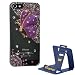 Kingmys Purple Angel Butterfly Bling Diamond Crystal Hard Case Cover for iPhone 5 5G