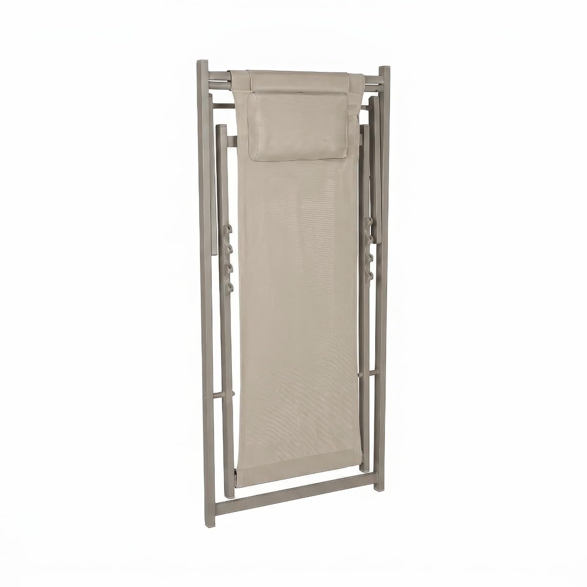 FRANKYSTAR® Mezzaluna - Set di 2 sdraio pieghevoli e regolabile 59x97x104 cm prendisole da esterno giardino spiaggia piscina in alluminio e textilene tortora