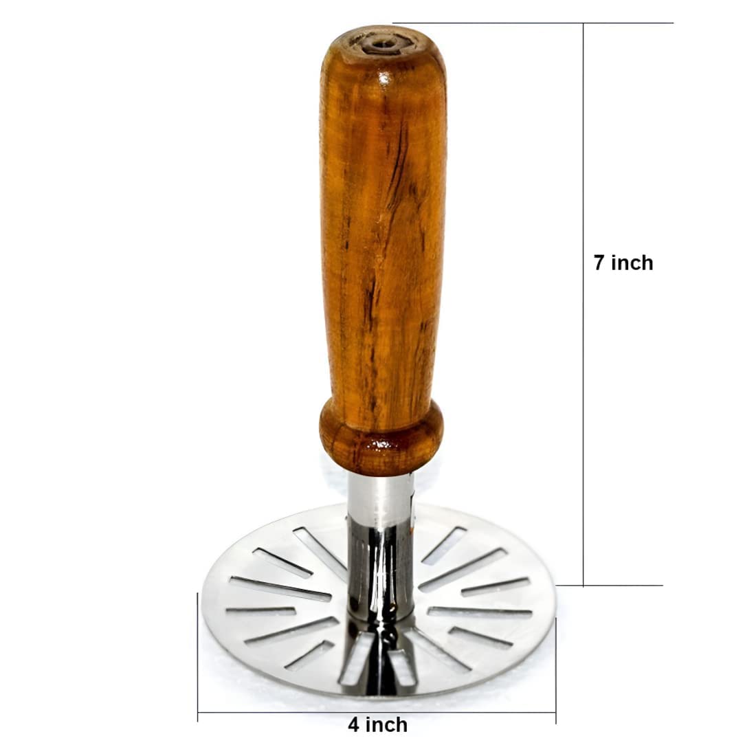 DeoDap Kitchen Stainless Steel Potato Masher, Pav Bhaji Masher with Wooden Handle - Image 4 thumbnail