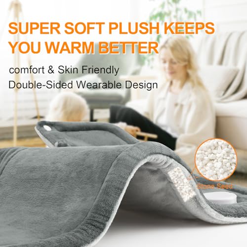 Image of Heating Pad for Neck and Shoulders and Back, Mothers Day Gifts for Mom Wife Grandma, Birthday Gifts for Women, Weighted Neck Heating Pads, Large Heat Pad, 6 Heat Settings 4 Auto-Off, 17 inchx23 inch Steely