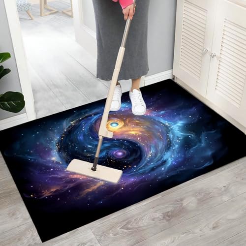 Tapis d'entrée absorbant grand format lavable avec motif vortex moderne - 6