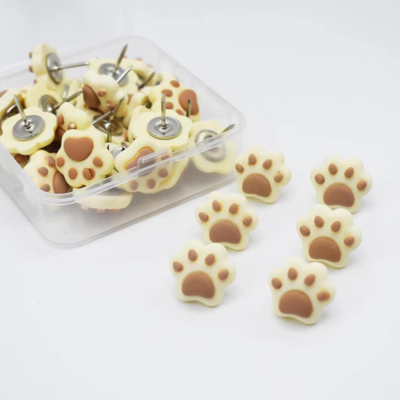 かわいい猫の足跡 装飾画鋲 30個 Yh ウォールマップ コルクボード ブラウン 写真用 多機能プッシュピン 掲示板 直営店に限定 写真用