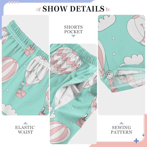 Hot Air Balloon Giraffe Boys Long Pants Soft Trousers Elastic Waist Kids Lounge Bottoms with Pockets S-XL4