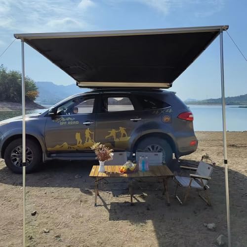 QUANBU Caravan Sun Canopy，Waterproof Awnings，Car Camping Tent，Car Overlanding Awning Pull-Out Vehicle Shades, Side Awning Shelter，Retractable Car Side Awning, for SUV/Truck/Van(200X300cm/6.5X9.8ft)