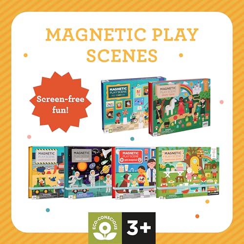 Image of Petit Collage Magnetic Play Scene, Construction Site - Magnetic Game Board with Mix and Match Magnetic Animal Friends, Ideal for Ages 3+ - Includes 2 Scenes and 40 Magnet Pieces