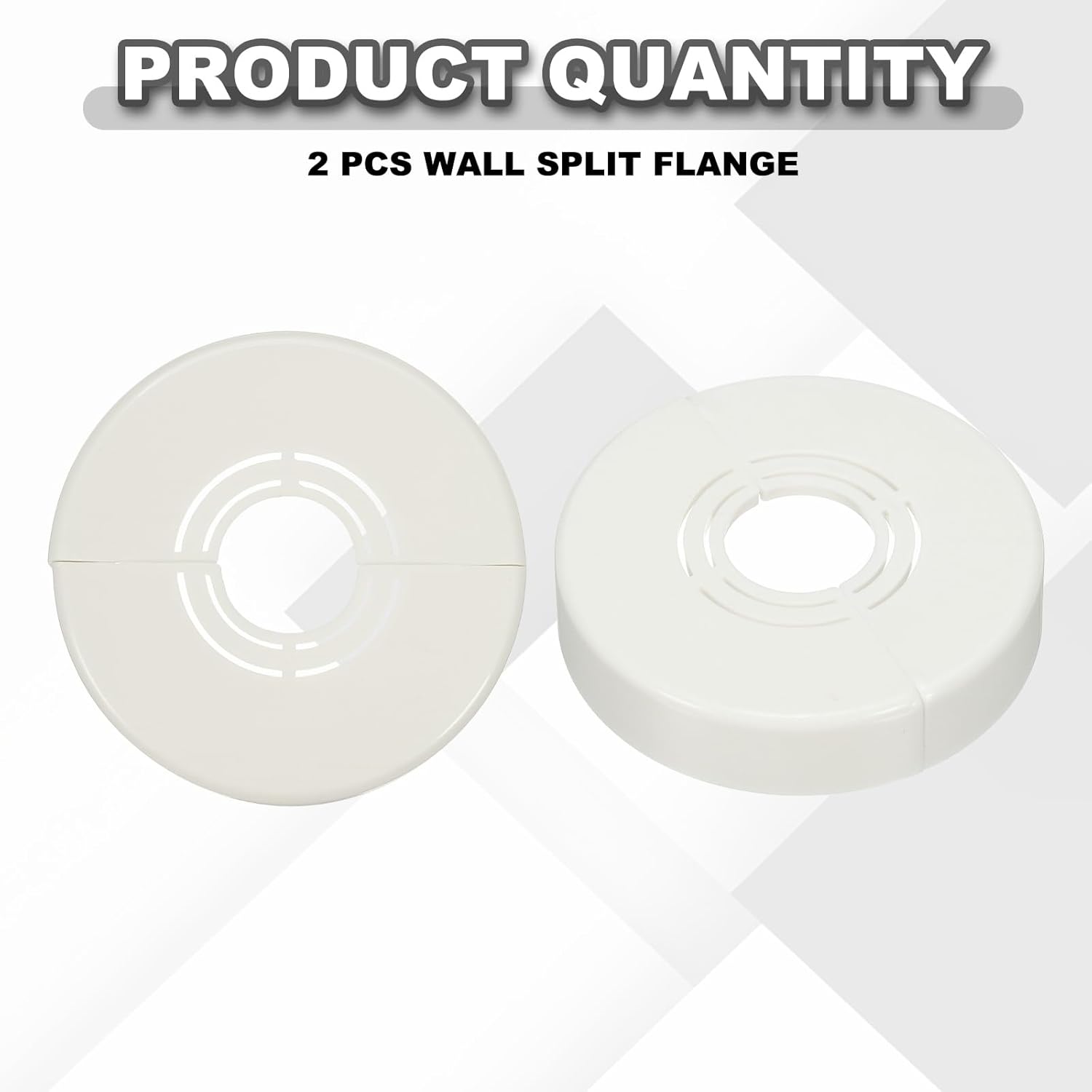 HARFINGTON 2pcs Wall Split Flange 0.59" (15mm) Plastic Round Adjustable Split Flange Pipe Cover Clip-on Escutcheon Collar Under Sink Pipe Radiator for Bathroom Kitchen Toilet, White