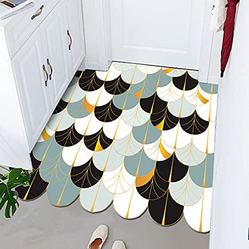 Tapis de Porte D'entrée Intérieur, Découpable Tapis D'entrée Antidérapant en similicuir pour Ménage, Paillasson D'entree pour Chambre à Coucher Salon Salle de Bains Cuisine,O120x60cm Cover