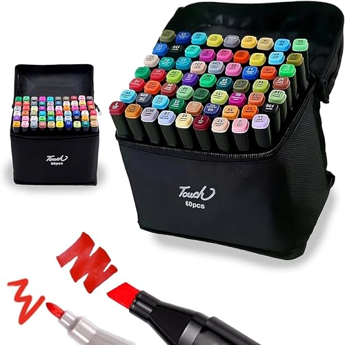 Estojo 60 Canetas Marcador para Colorir Kit Conjunto Canetinha Pr...