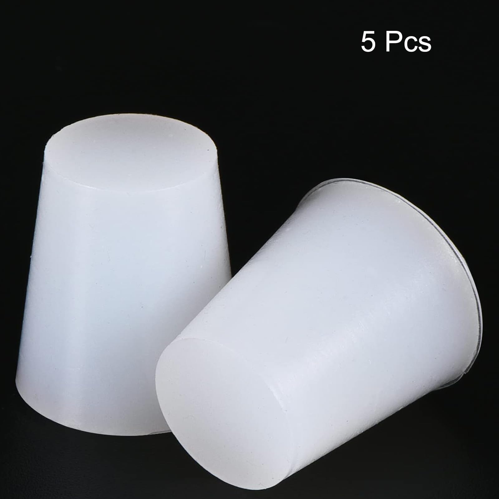 TA-VIGOR 5Pcs Rubber Tapered Plug, 17mm to 23mm Solid Silicone Stopper, Tapered Seal Rubber Stoppers Lab Plug with Hole Test Tube Bungs for Lab Home Flasks Glass Containers Test Tube, White - Image 3