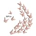 Luxbon 36 Piezas de Mariposas Decorativas 3d, 3 Estilos y 3 Tamaños de Pegatinas Mariposas para Decoración de Hogar, Dormitorio, Fiesta, Aula (oro rosa)