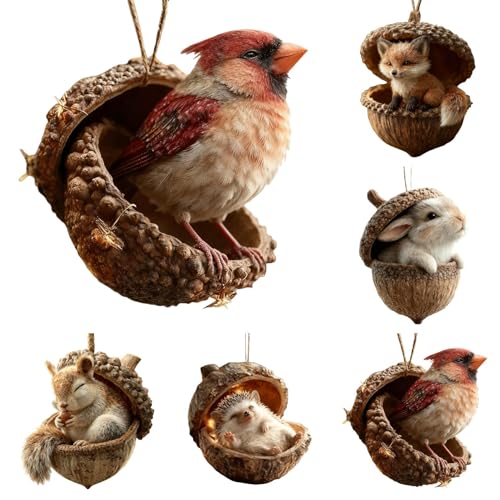 Weihnachtsbaumschmuck Waldtiere Eichels Ornaments, 5PCS Acryl Tiere...