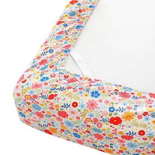 Image of Mooreeke Cozy Floral Microfiber Printed Floral Full Sheet Set - Soft & Breathable Colorful Flower Custers Bed Sheets with Extra Deep Pocket - Non-Slip Fitted Design - Colorful Flower Pattern - Full