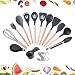 Produktbild Crucible Cookware Utensilienset zum Kochen mit Silikonkopf, Holzgriff und Holzbehälter (23 Teile + Aufhängehaken)  Küchenutensilienset, Kochen Küche Tools, Kochgeschirr, Küchenhelfer  Grau